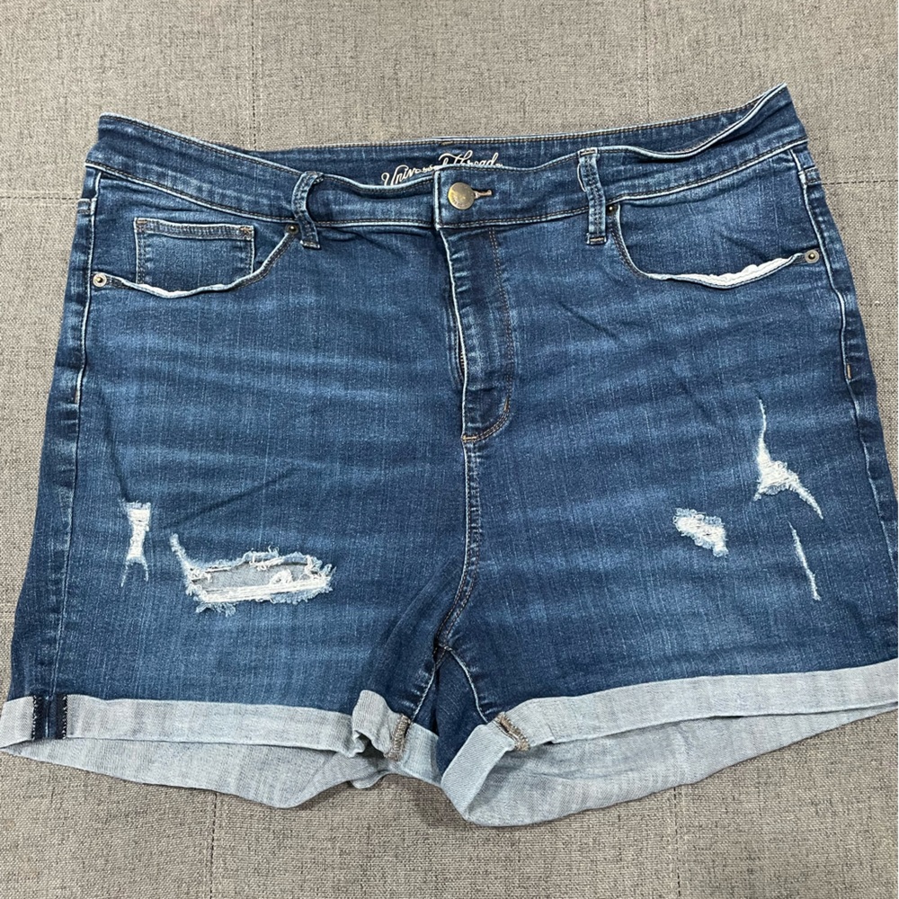 Blue stretch denim shorts